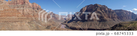 Landscape view of Grand Canyon National Park with Colorado river during sunny day. Arizona, USA Landscape view of Grand Canyon National Park with Colorado river during sunny day. Arizona, USA 68745333