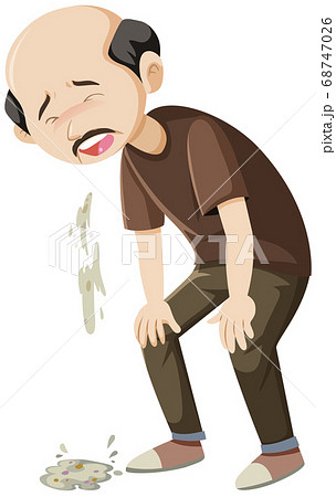 Old man vomit on white background 68747026
