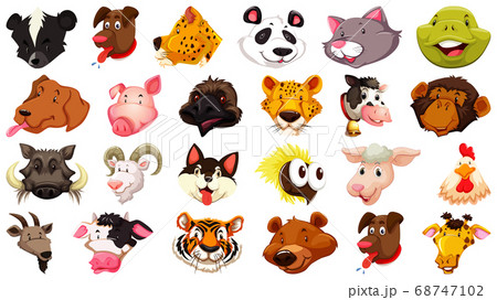 Set of different cute cartoon animals head huge Set of different cute cartoon animals head huge 68747102