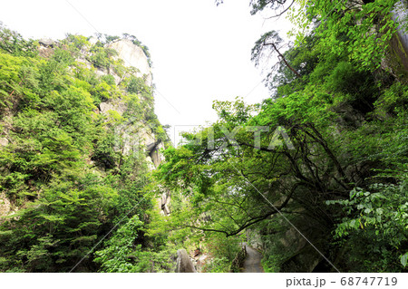 山梨県の名所奇岩怪石の昇仙峡の夏（曇） 68747719