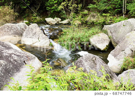 山梨県の名所奇岩怪石の昇仙峡の夏（曇） 68747746