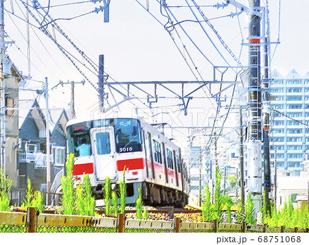 山陽電車の走行風景 特急山陽姫路行き【横構図】 山陽電車の走行風景 特急山陽姫路行き【横構図】 68751068