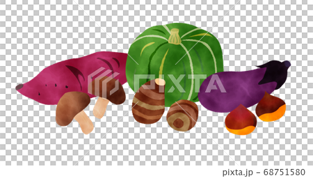 Vegetables watercolor vector　秋の野菜セット水彩 68751580