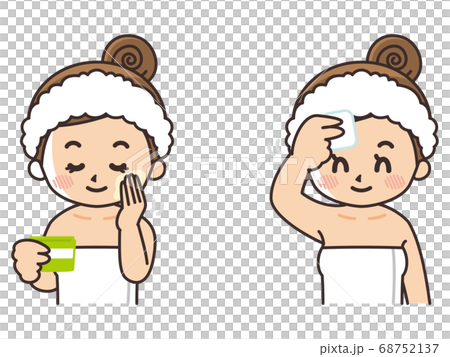 肌にクリームを塗る女性　美容　ビューティー　スキンケア 68752137