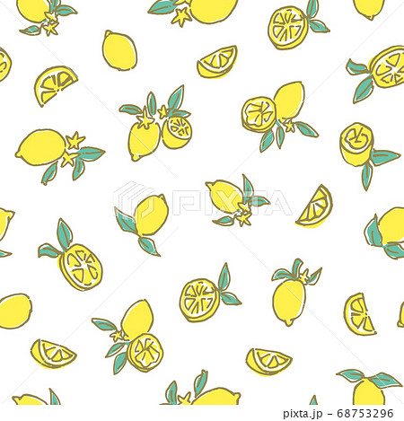 レモンの総柄パターン テキスタイル イラストのイラスト素材