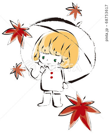 紅葉と少女のイラスト 68753617