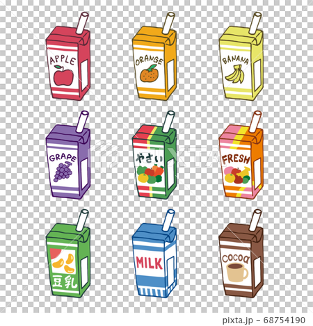 Various types of paper pack juice 68754190