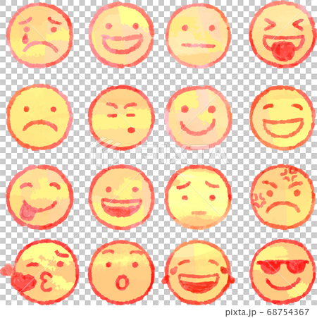 臉圖標材料設置水彩風格手繪鉛筆 臉圖標材料設置水彩風格手繪鉛筆 68754367