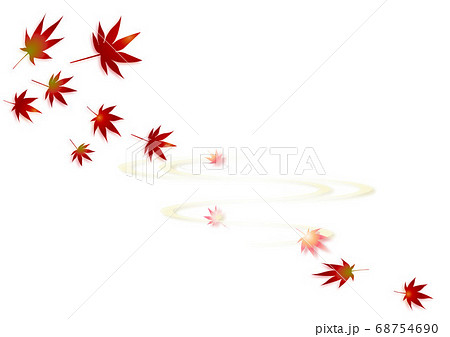 秋らしい風景の紅葉と波紋のイラスト背景素材のイラスト素材