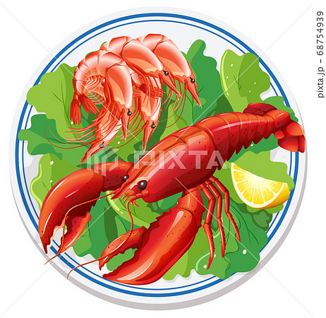 Aerial view of food on plate Aerial view of food on plate 68754939