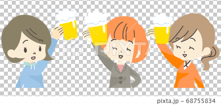 お酒を飲む女性たちのイラストのイラスト素材