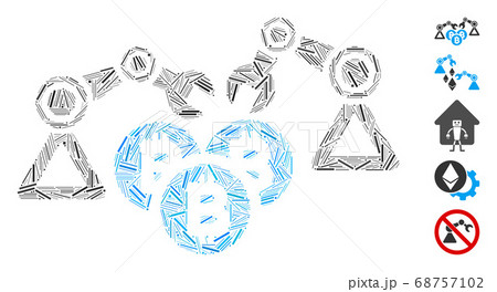 Line Collage Bitcoin Mining Robotics Icon 68757102