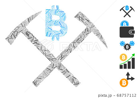 Line Mosaic Bitcoin Mining Hammers Icon Line Mosaic Bitcoin Mining Hammers Icon 68757112