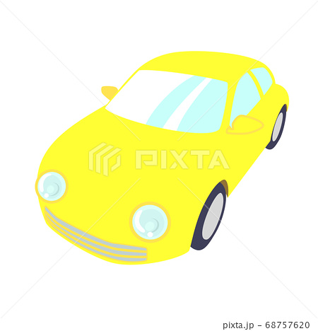 斜め上から見た黄色い車のイラストのイラスト素材