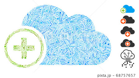 Line Collage Add Cloud Icon Line Collage Add Cloud Icon 68757657
