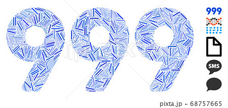 Line Collage 999 Digits Text Icon 68757665