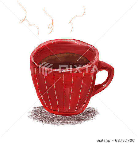 湯気の出ている赤いコーヒーカップ A Red Coffee Cupのイラスト素材