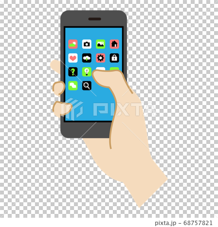 スマートフォンを操作しているイラスト アプリを起動 のイラスト素材