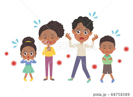 外国人 黒人 家族 イラストのイラスト素材 6875