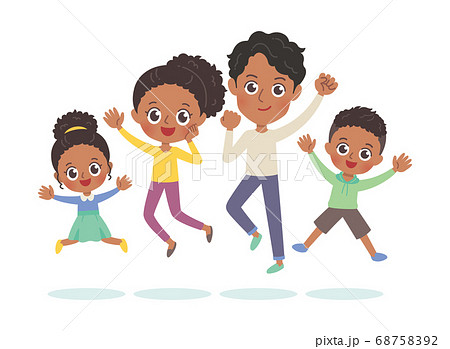 外国人 黒人 家族 イラストのイラスト素材