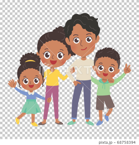 外国人 黒人 家族 イラストのイラスト素材