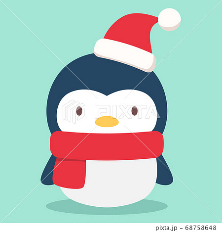 かわいいペンギンのクリスマス向けキャラクターのイラスト素材