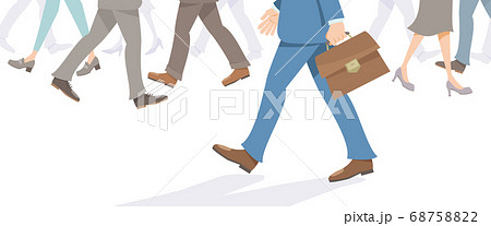 歩くビジネスマンの足 ビジネス 通勤 営業 人混みのイメージ のイラスト素材 6875