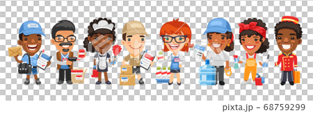 Cartoon Characters with Different Service Professions 68759299