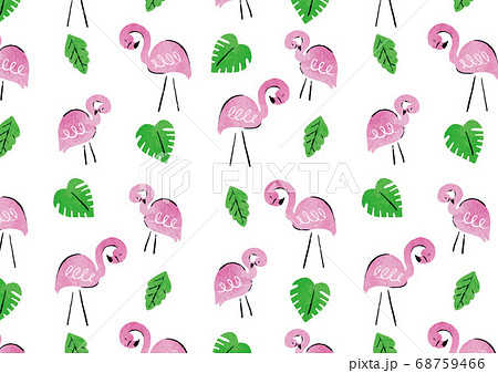 フラミンゴ 模様 水彩 シームレスのイラスト素材