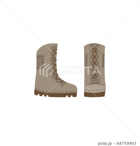 High hikers or rain boots in military style flat vector illustration isolated. High hikers or rain boots in military style flat vector illustration isolated. 68759903