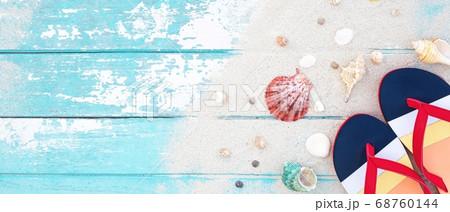 Summer time concept with sea shells Summer time concept with sea shells 68760144