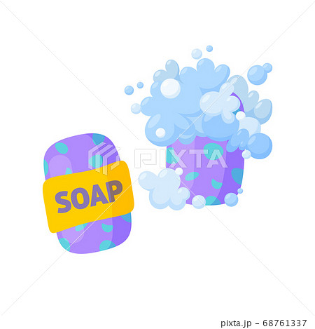 Soap bars, one unused and one with bubbles andのイラスト素材 