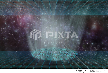 宇宙背景の輝く魔法陣のイラスト素材