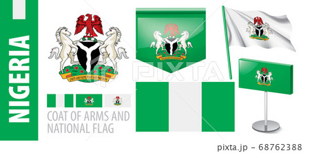 Vector set of the coat of arms and national flag of Nigeria 68762388