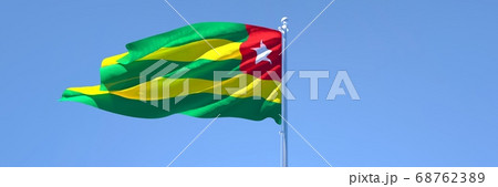 3D rendering of the national flag of Togo waving in the wind 68762389