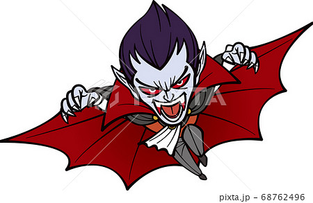 飛びかかるドラキュラ【2頭身・黒】のイラスト素材 [68762496] - PIXTA