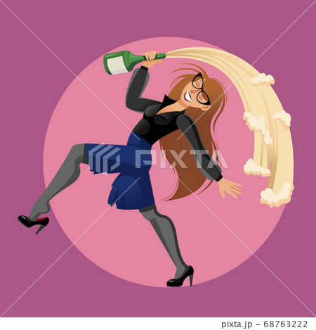 Cartoon Color Character Drunk Woman and Office Concept. Vector Cartoon Color Character Drunk Woman and Office Concept. Vector 68763222