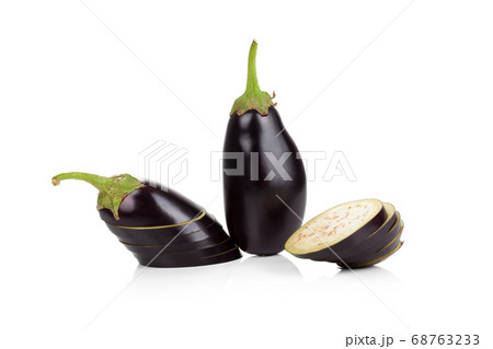 Perfect eggplants isolated on white background 68763233