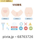 VIO脱毛箇所のイラストセット（インナー着用なし） 68763726