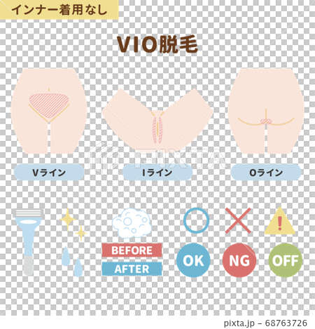 VIO脱毛箇所のイラストセット（インナー着用なし） 68763726