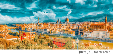 Beautiful landscape above, panorama on historical 68764207