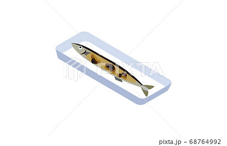 持ち帰り販売のトレイに入った秋刀魚 持ち帰り販売のトレイに入った秋刀魚 68764992