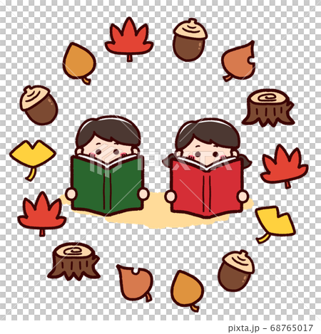 Autumn in reading Children reading books 68765017