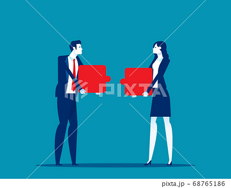 Unmatching pieces of jigsaw puzzle. Business 68765186