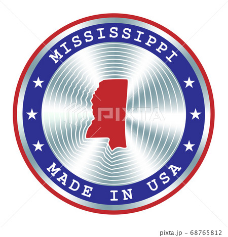 Made in Mississippi local production sign, sticker, seal, stamp. Round hologram sign for label design and national marketing Made in Mississippi local production sign, sticker, seal, stamp. Round hologram sign for label design and national marketing 68765812