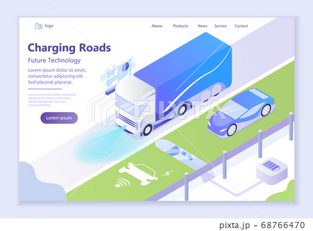 Future technology - Charging Roads, 3d isometric 68766470