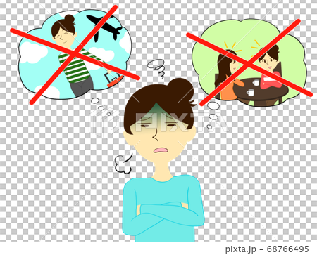 自粛で鬱気味の女性 68766495