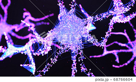 Artificial intelligence concept. AI neuron. Artificial neural network technology science. Neuron of interconnected neurons with electrical impulses. Transmission of information, 3d illustration 68766604