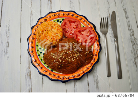 メキシコ料理のモーレ・ポブラーノ(白背景) メキシコ料理のモーレ・ポブラーノ(白背景) 68766784