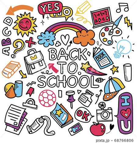 Funny pattern with school supplies and creative Funny pattern with school supplies and creative 68766806